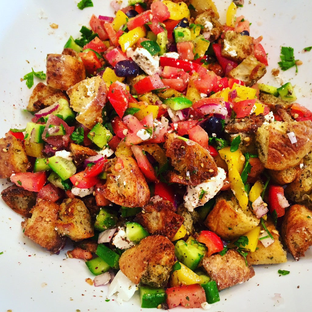 Mediterranean Fattoush Salad with Home-Made Pita Chips