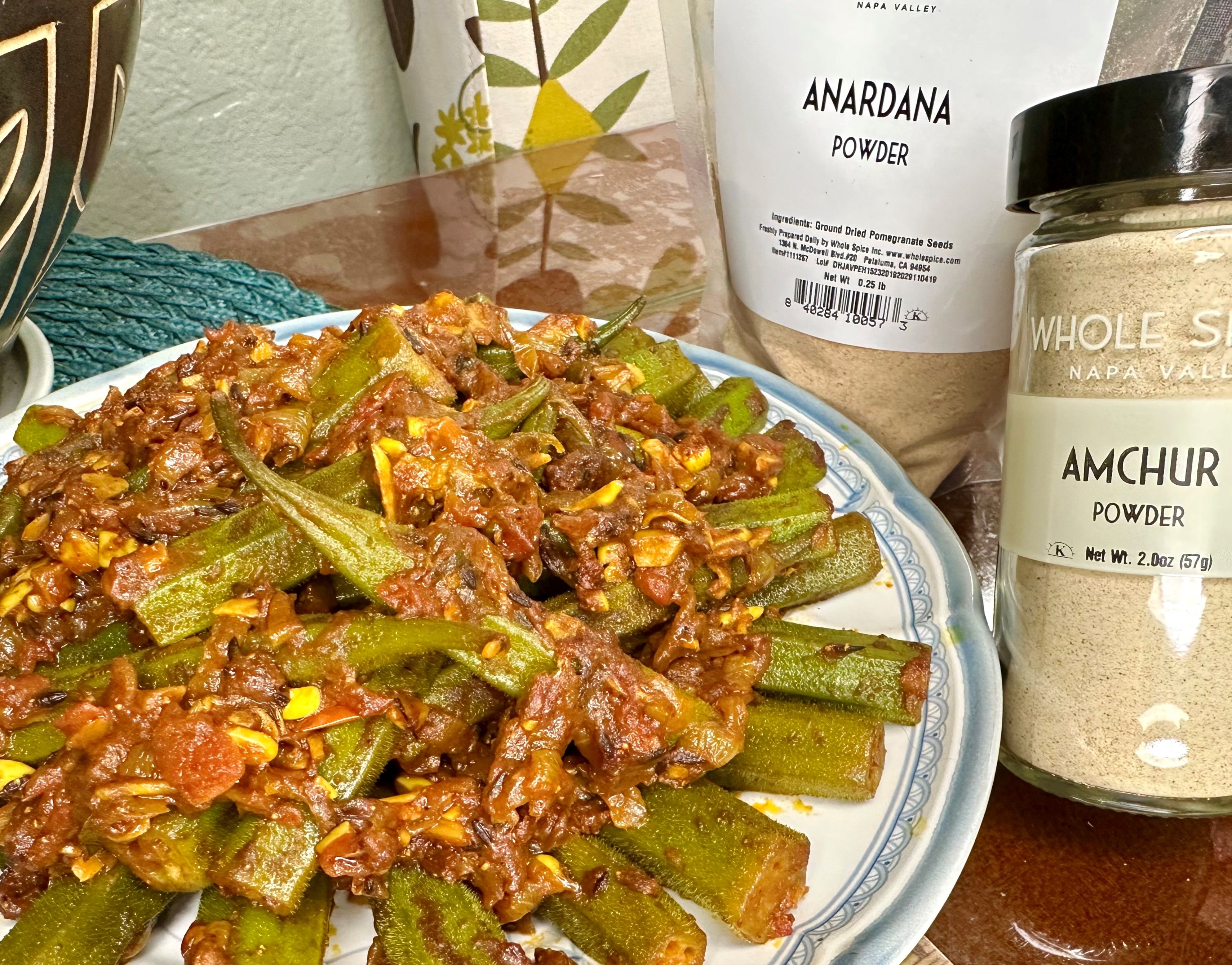 Indian Okra with Pomegranate Spice (Anardana)